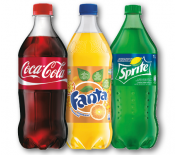Coca Cola, Coca Cola Zero, Fanta, Kinley, Sprite 1L