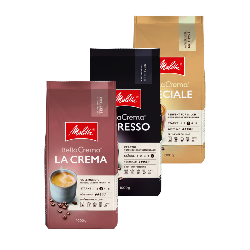 Melitta Bella Crema 1000g, zrnková, různé druhy
