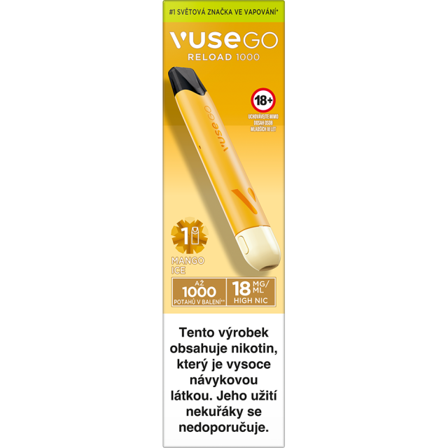 Vuse go Reload Pen 1000 Yellow Mango Ice 18mg